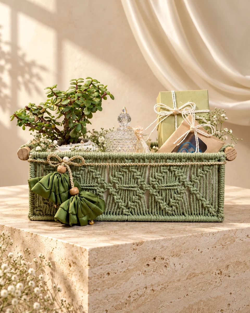 Corporate Gifting styled in warm ivory and gold