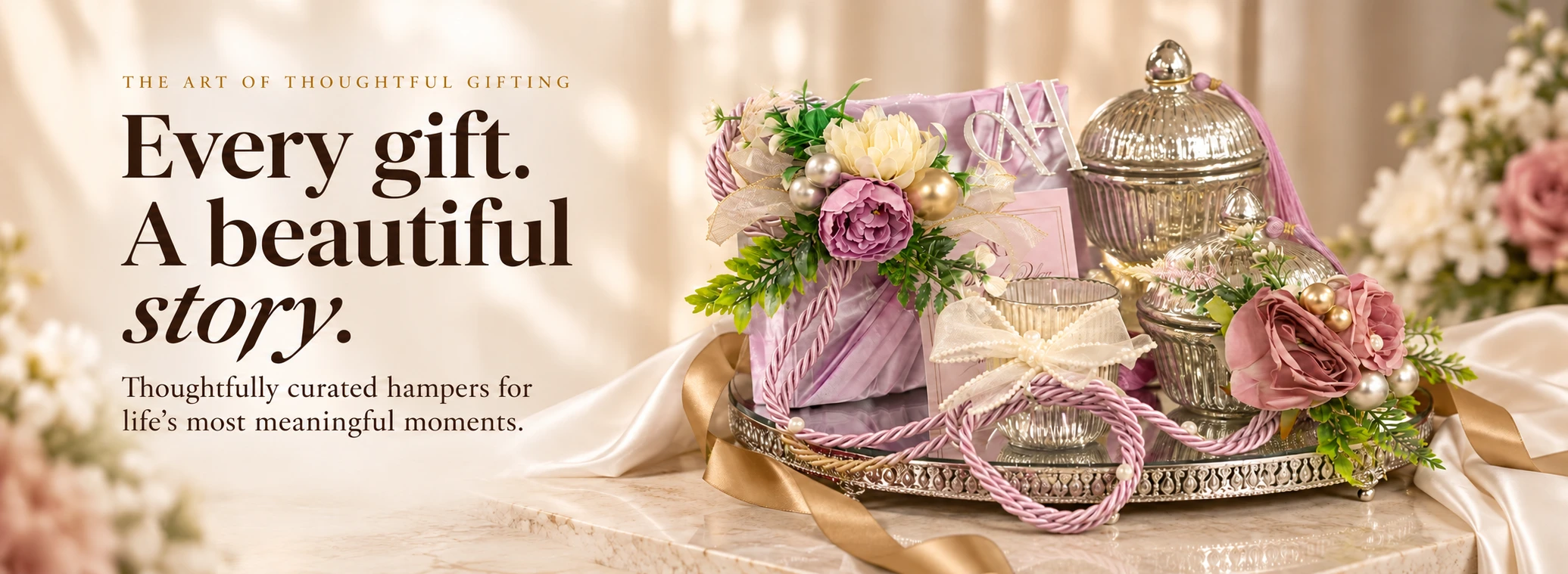 Every gift. A beautiful story. Thoughtfully curated hampers for life’s most meaningful moments.